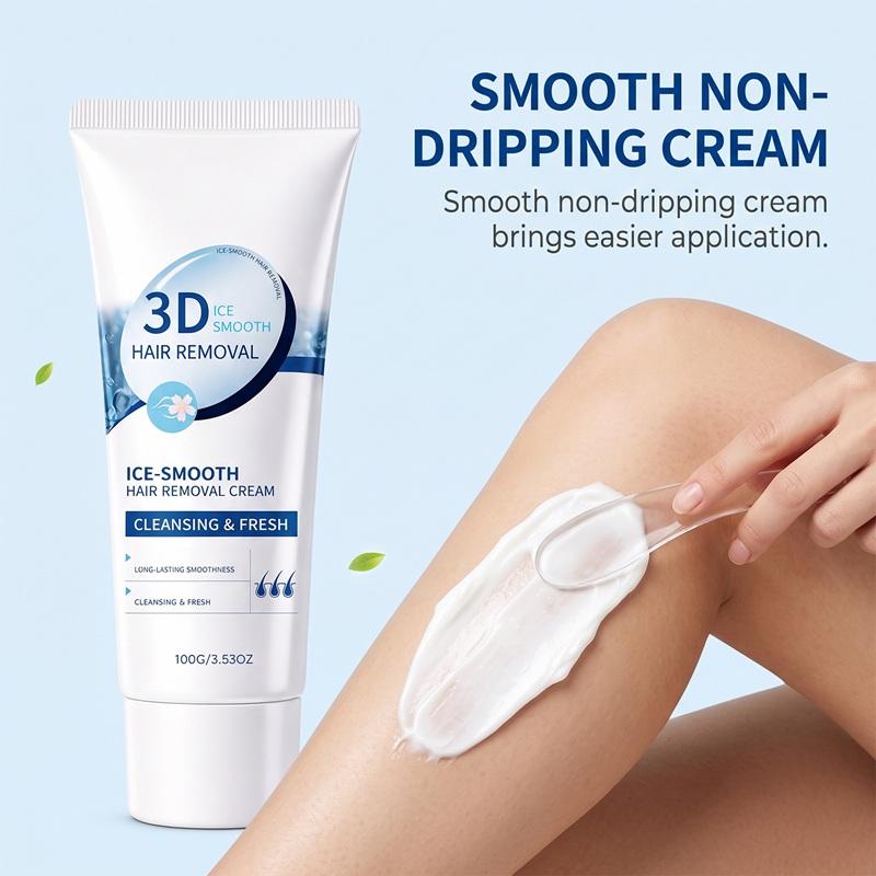 Ice Cool Hair Removal Cream, Refreshing, Multi-Areas Applicable, Easy At-home Depilatory Cream 100g Ice Cooling Depilatory Cream