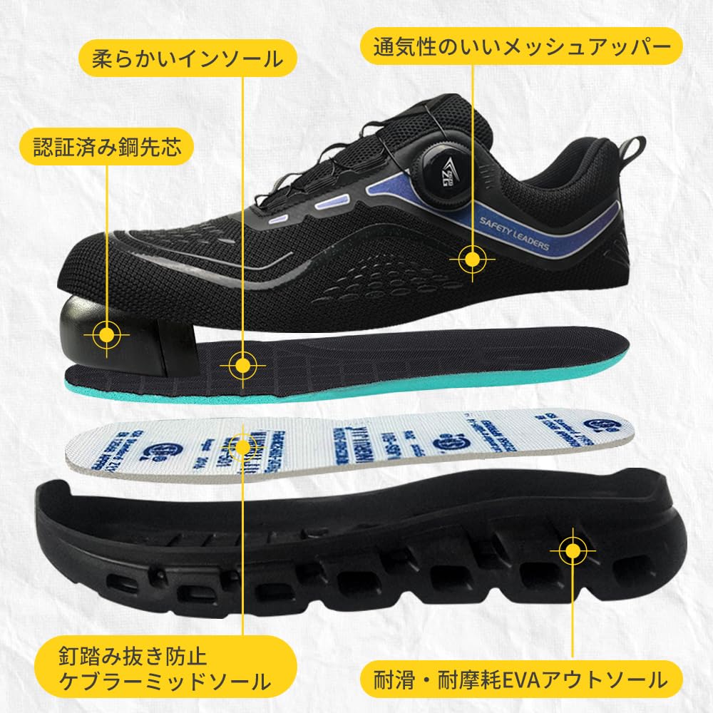 Safety Work Dial Steel Toe Safety Toe Safety Prevents Factory Abrasion Shock [PAFHL] Shoes, Men's Shoes, Type, Cap, Shoes, Women's, Black, Protection,