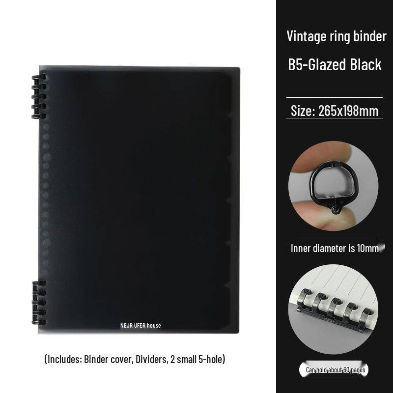 B5 Loose-Leaf Binder with DIY Plastic Coil Cover, Detachable A5/A4 Homemade Refillable Notebook