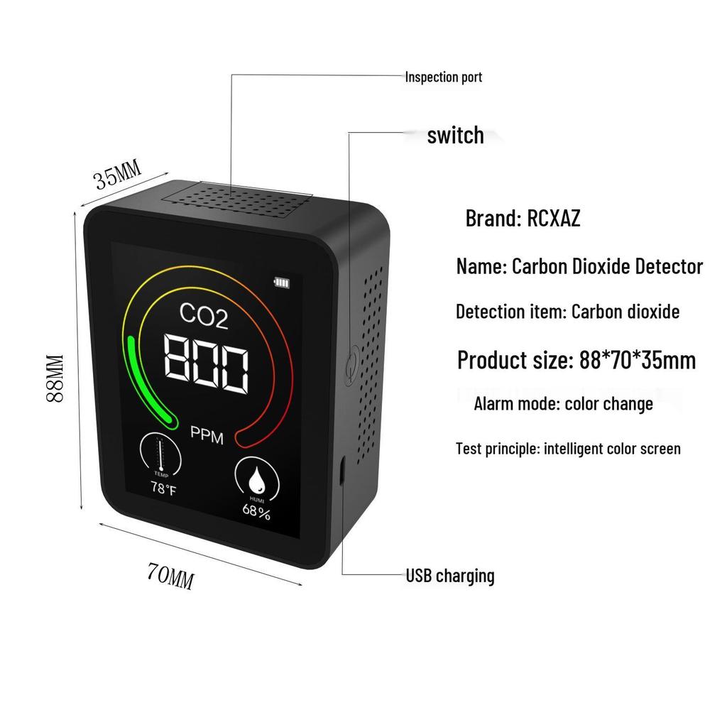 NDIR CO2 Detector with Temperature, Humidity, TVOC, and Formaldehyde Monitoring