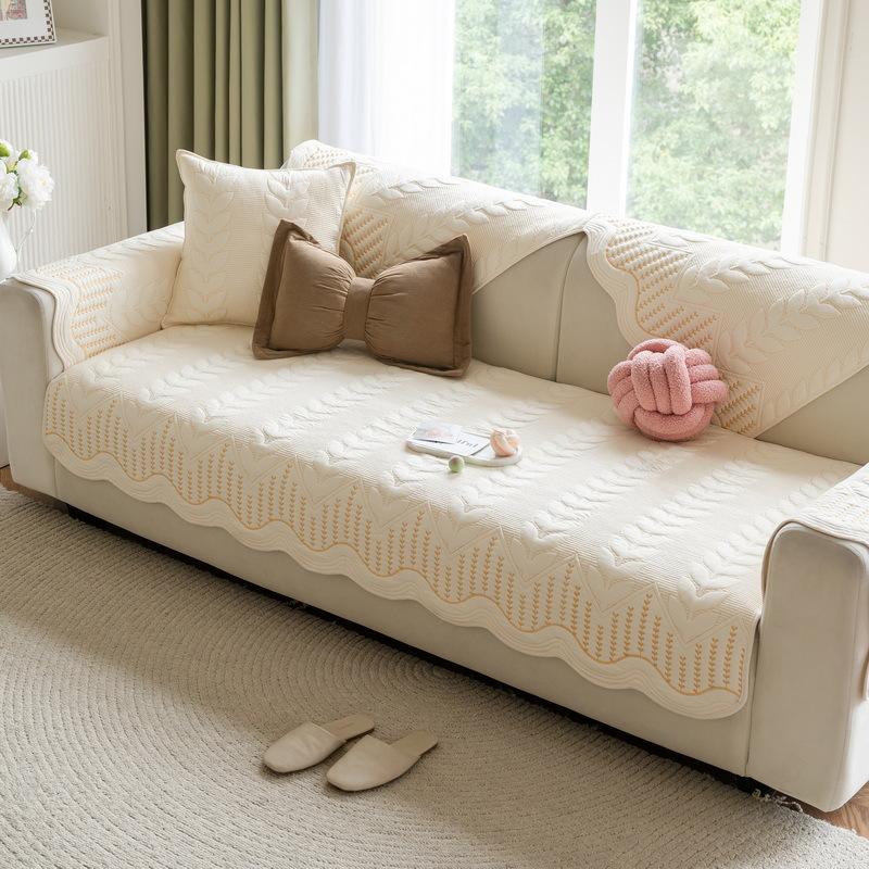 Cream Wind Four-Season Sofa Cushion Fabric Four-Season Universal  New Pure Cotton Seat Cushion Sub-Cover Cloth Towel Non-Slip Cover
