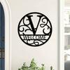 1pc Metal Letter Sign, Surname Family Name Plate for Outdoor Wall, Housewarming Halloween Christmas New Year Gift