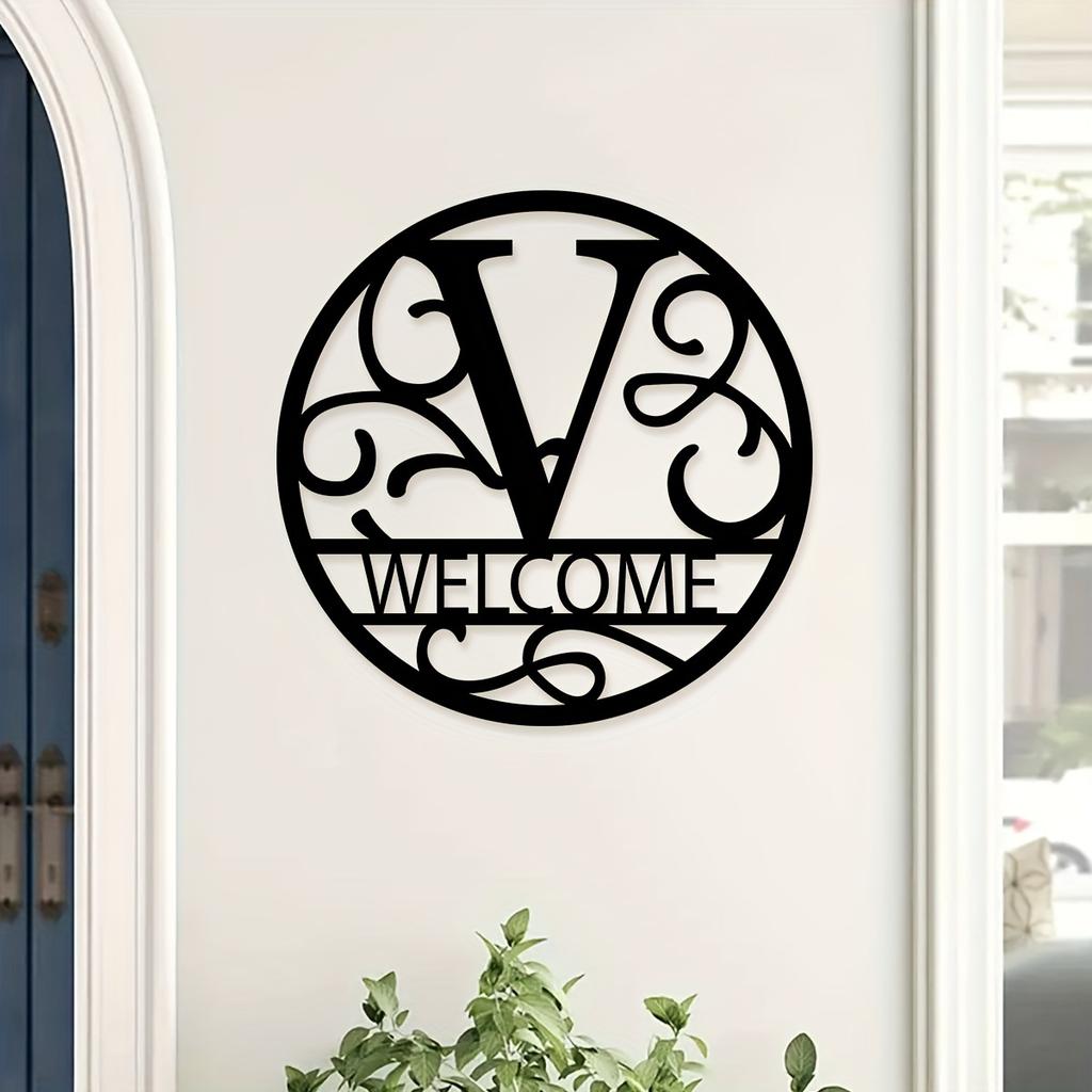 1pc Metal Letter Sign, Surname Family Name Plate for Outdoor Wall, Housewarming Halloween Christmas New Year Gift