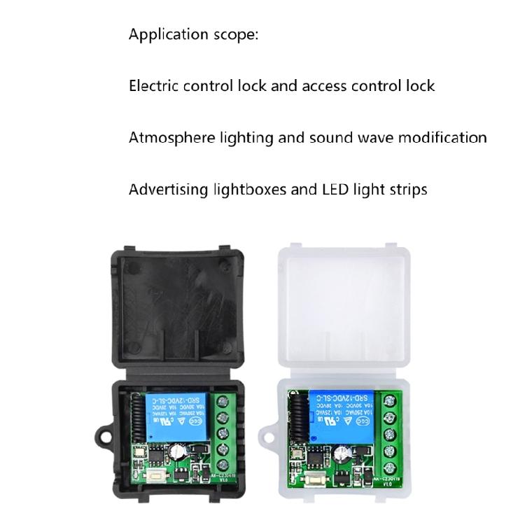 433MHz Wireless Remote Control Switches 12V 10A 1CH Relays Module Receiver