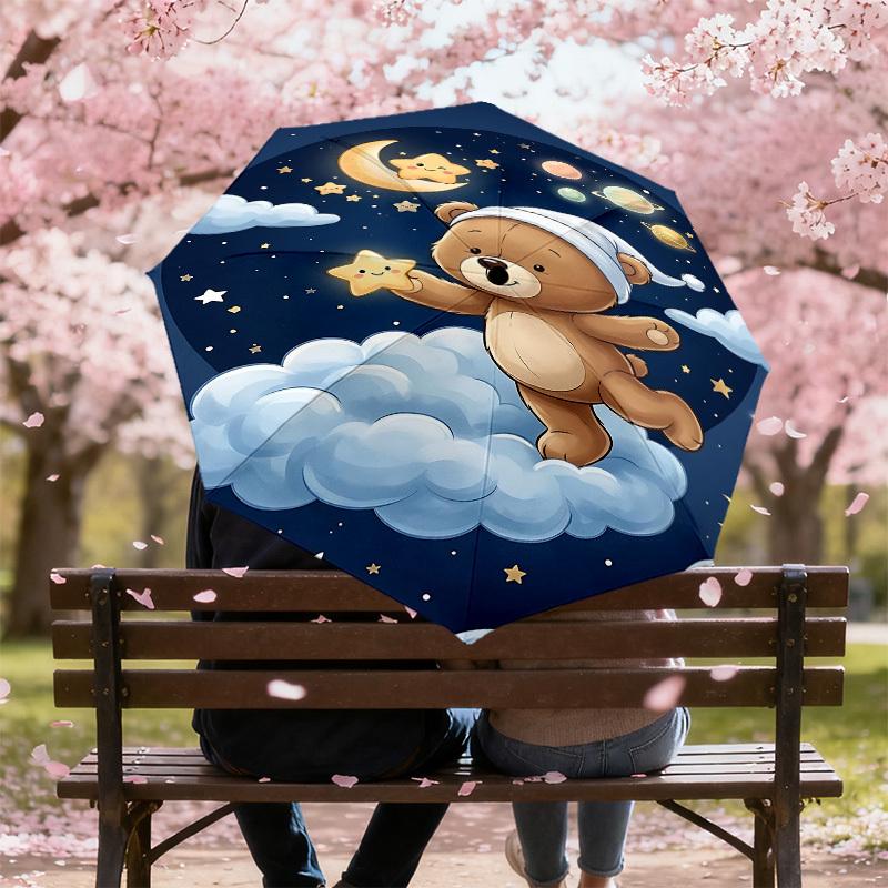 1PC Bear Cloud Umbrella-8-Rib Reinforced, Automatic Open, Lightweight & Durable, Fashion Accessory for Outdoor, J0395