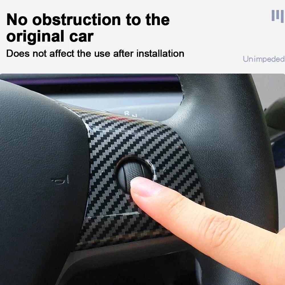Steering Wheel Trim Cover For Tesla Model 3/Y Interior Accessories Compatible With Tesla Model 3 Model Y Carbon Fiber Pattern