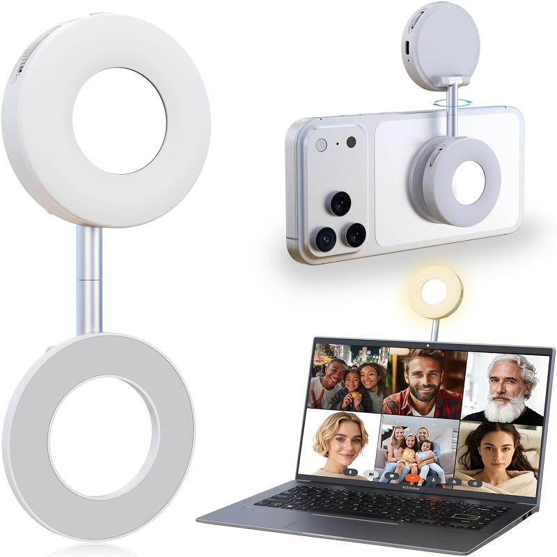 Magnetic Selfie Light, iPhone MagSafe-Compatible Phone Light. 360° LED Selfie Ring Fill Light with Foldable Stand and Mirror