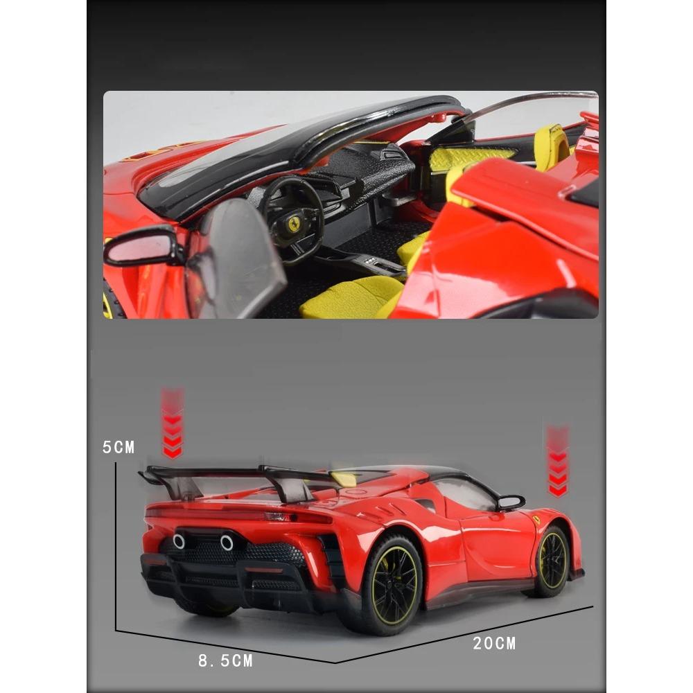 1/24 Ferrari SF90XX SF90 Alloy Sports Car Model Diecasts Metal Racing Super Vehicles Car Model Simulation Sound Light Childrens Toy Gift