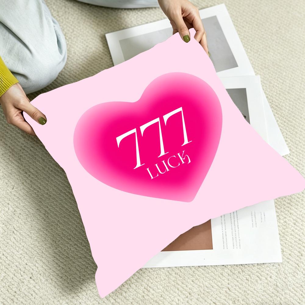 Cheerful Auspicious Pink Lucky Number 8 Cushion Cover Portable Floor Cushion For Travel Yoga Minimalist Text 2way Tricot