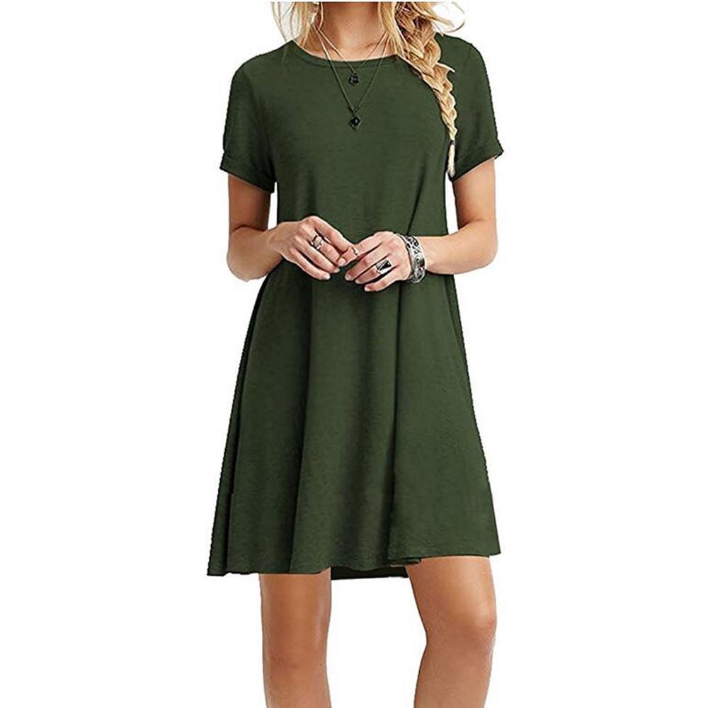 Women Casual Short Sleeve T Shirt Dress Vintage O Neck Print Loose Mini Dress Elegant Simple Mini Dress Streetwear Sundress