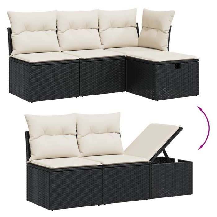 VidaXL Salon de Jardin avec Coussins 7 pcs, Canapés de Terrasse, Ensemble de Meubles de Patio, Mobilier d'Extérieur, Noir 3264836