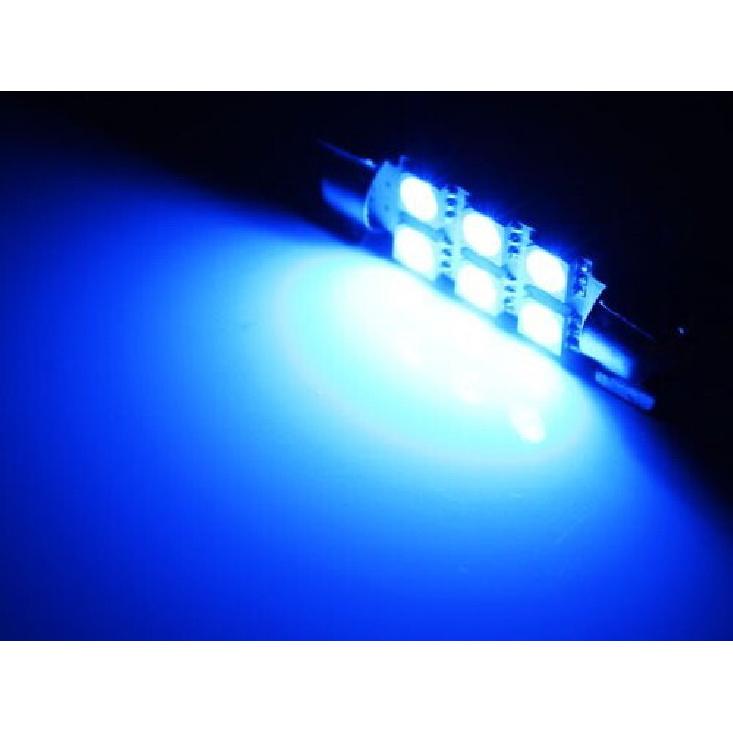 (2) Blue 6-SMD LED Bulbs For Car Interior Dome Lights, 1.72" Festoon 211-2 578