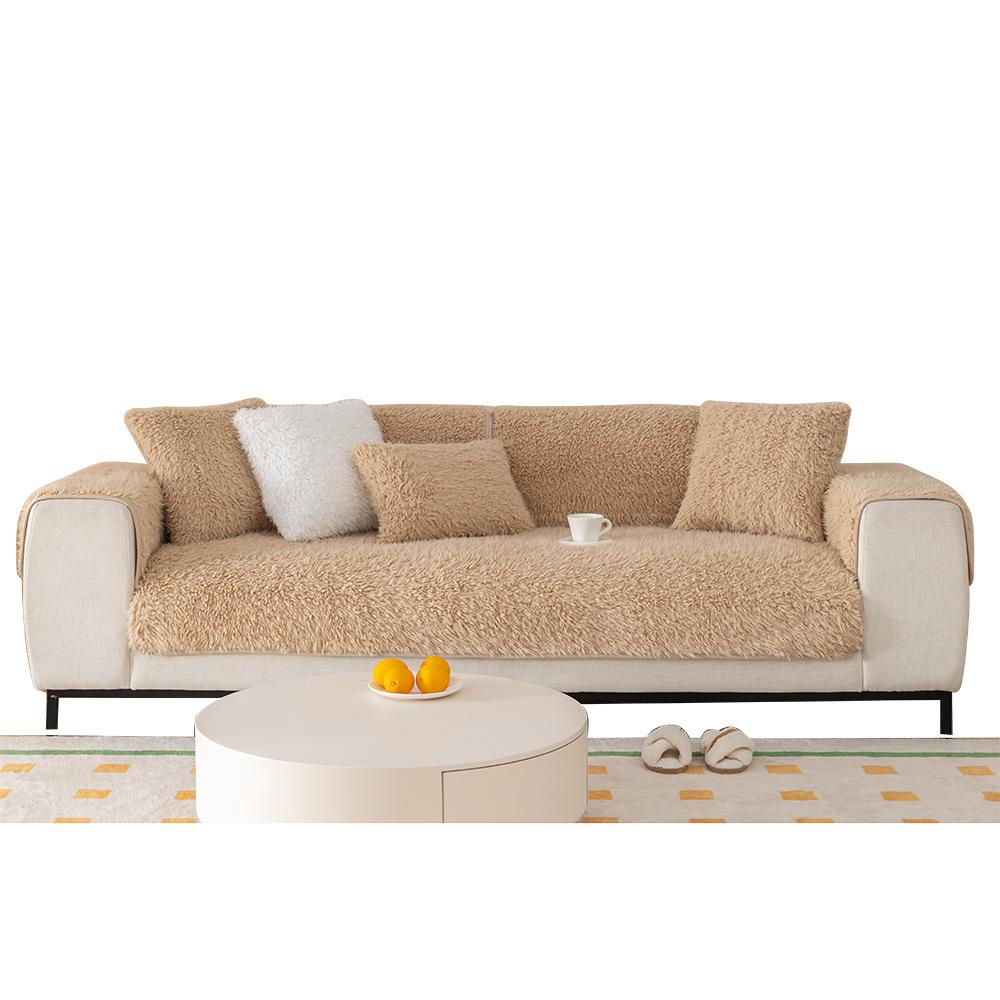 Französischer Stil Nerzfell-Plüsch-Sofakissen, winterverdickte, rutschfeste Sitzkissen, einfacher moderner Bezug, vollständiger Bezug, Handtuch