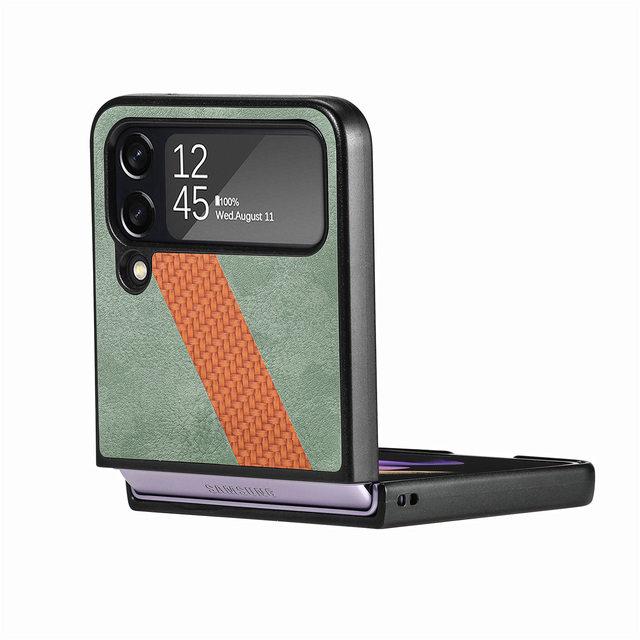 Anti -Falling Folding Leather Phone Bag Case For Samsung Galaxy Z Flip4 5g Flip 4 Zflip4 Anti -Knock Slim Hybrid Color Cover