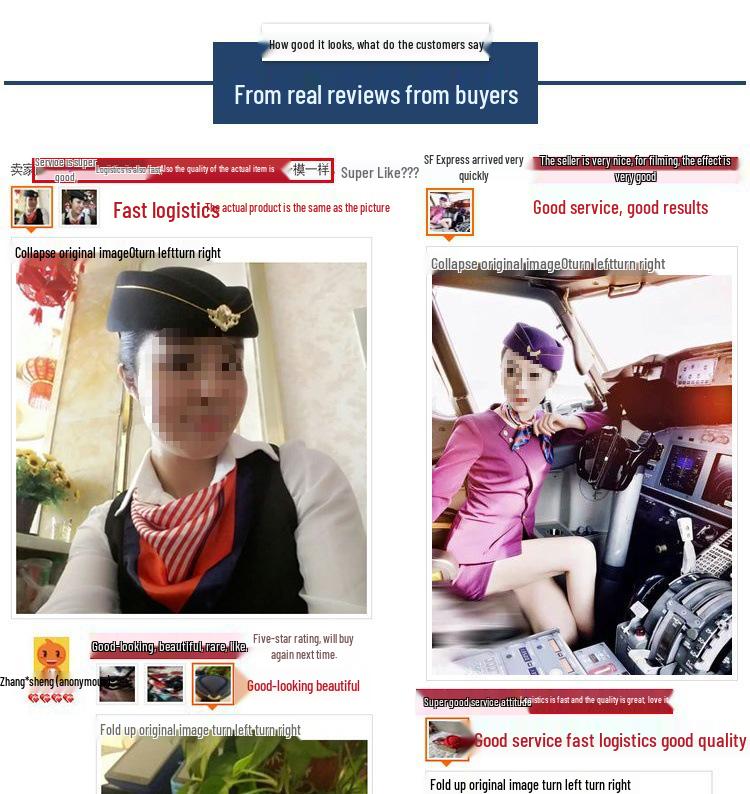 Flight Attendant and Front Desk Performance Etiquette Hat