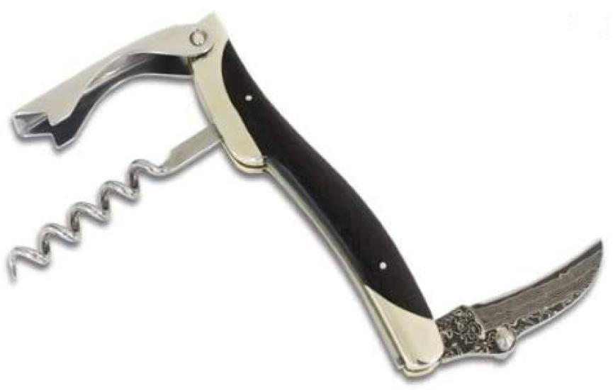 ATHRO Sommelier Damascus Ebony Knife, Steel,