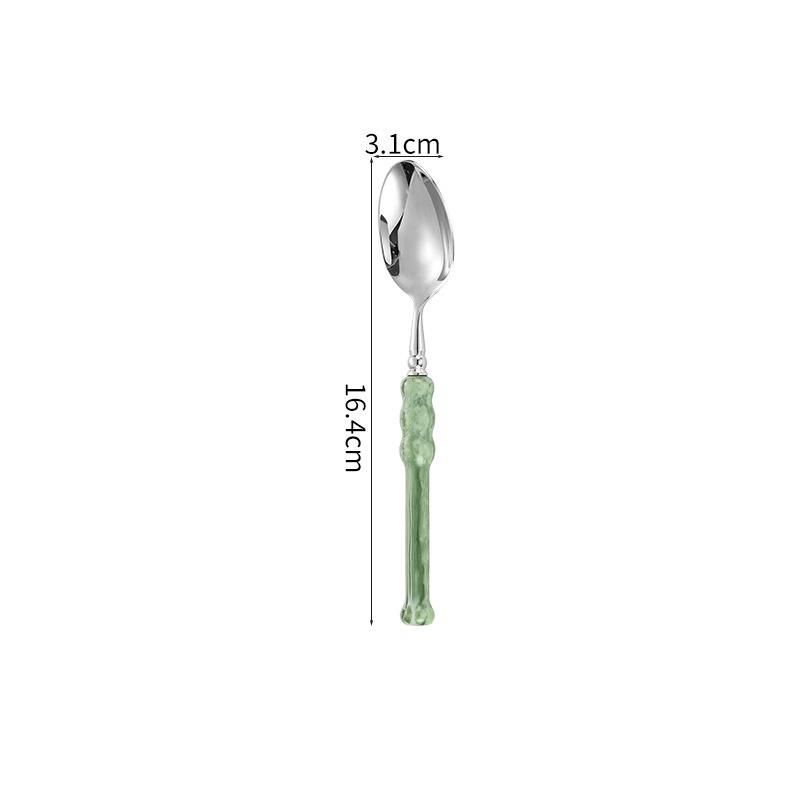 Light Luxury Stainless Steel Steak Knife Fork Spoon Hotel Western Tableware Set French High-Beauty Dessert Spoon Fork A6