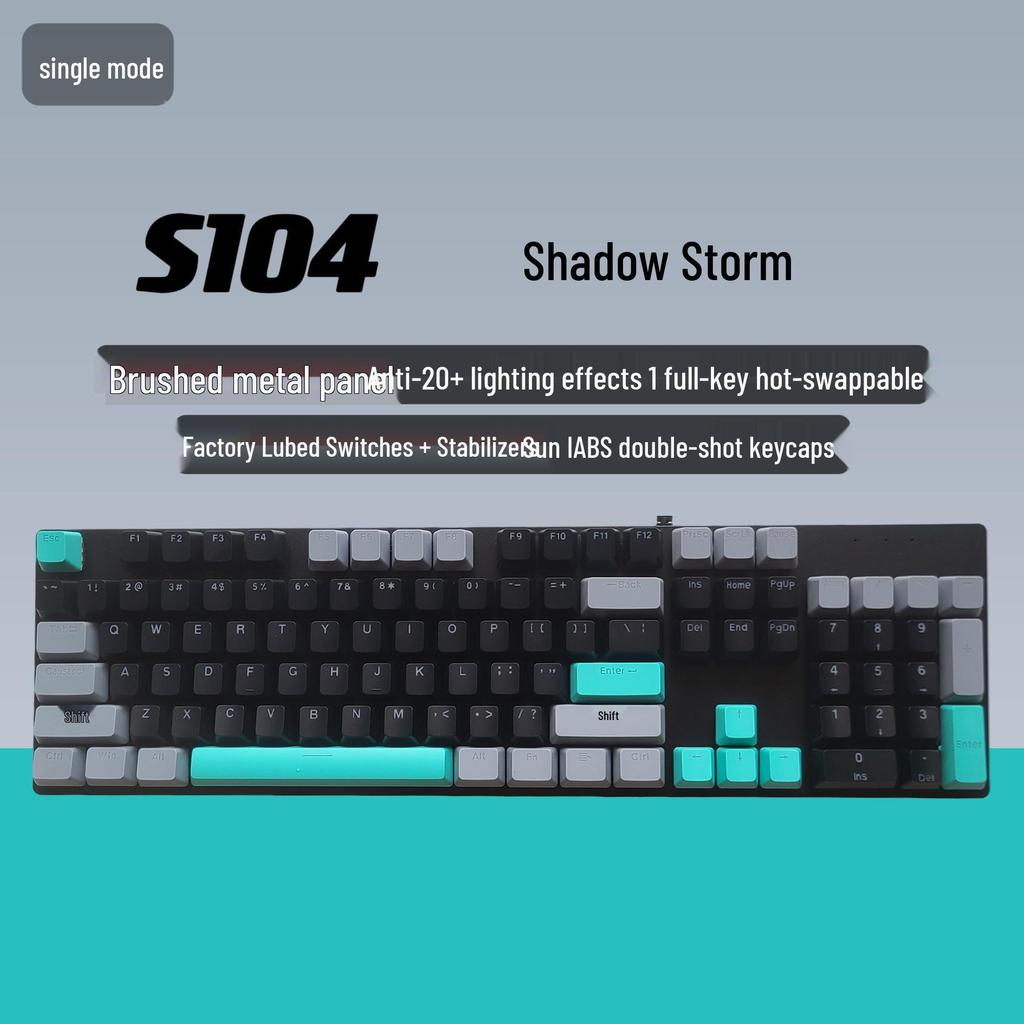 S104 Hot-Swappable Wired Mechanical Keyboard - Blue/Brown Switch, Perfect for Men & Women Gamers