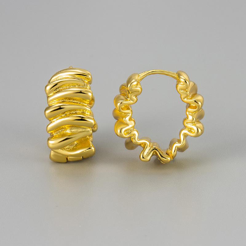 

Серьги высокого класса с плиссировкой и неровным краем: Стильный женский нишевый дизайн, модные и универсальные каффы для ушей Copper