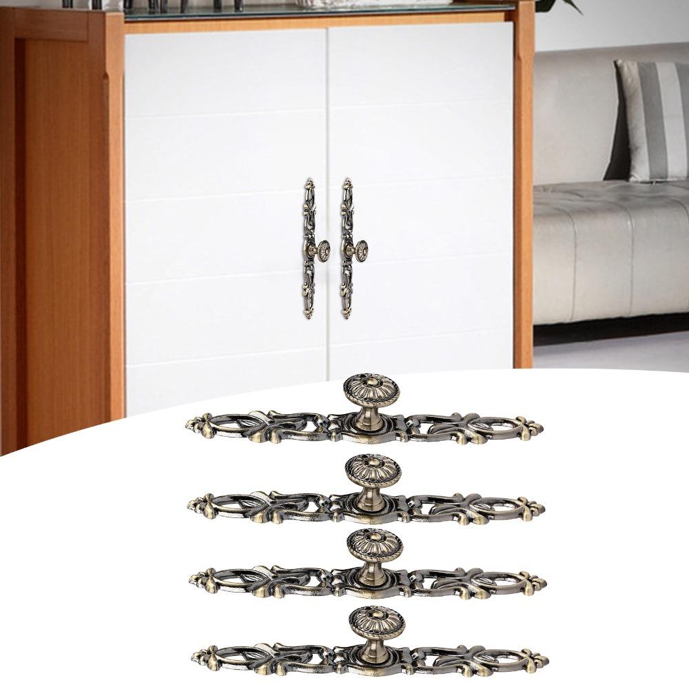 4pcs Durable Drawer Pulls Antique Bronze Door Handles Vintage Cabinet Handles  Bedroom