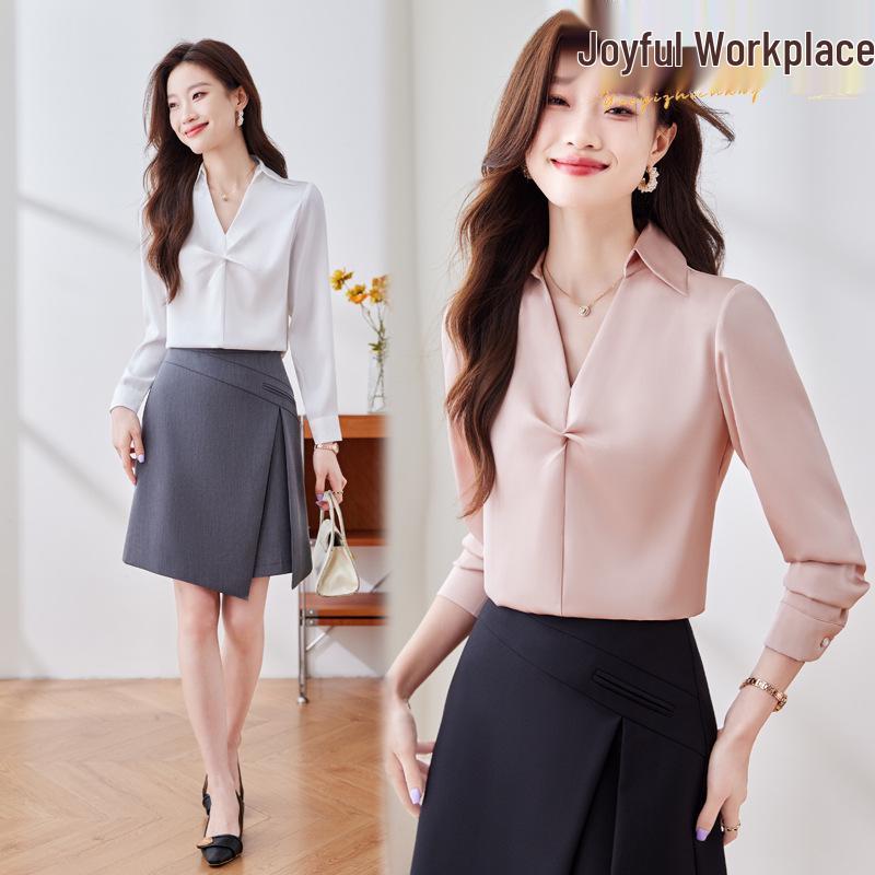 

2024 High-End Women s Chiffon White Shirt - Formal Spring/Autumn Design Large