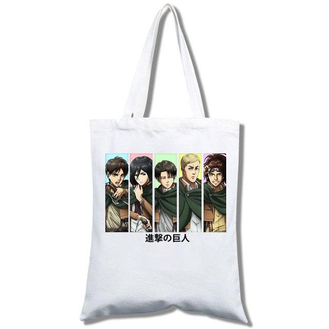 Anime Attack On Titan Canvas Bag for Women Funny Shopping Bag Ulzzang Eco-Friendly Large Capacity