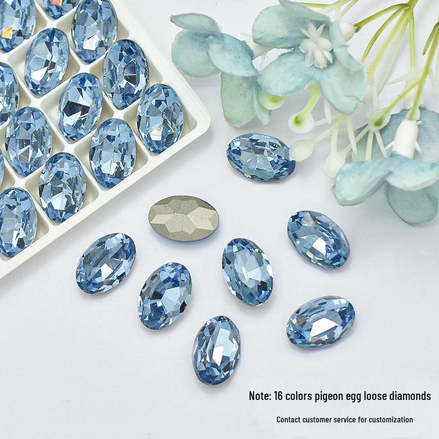 Sparkly Pigeon Egg K9 Rhinestone Nail Art Accessories - Multi-faceted Oval Design