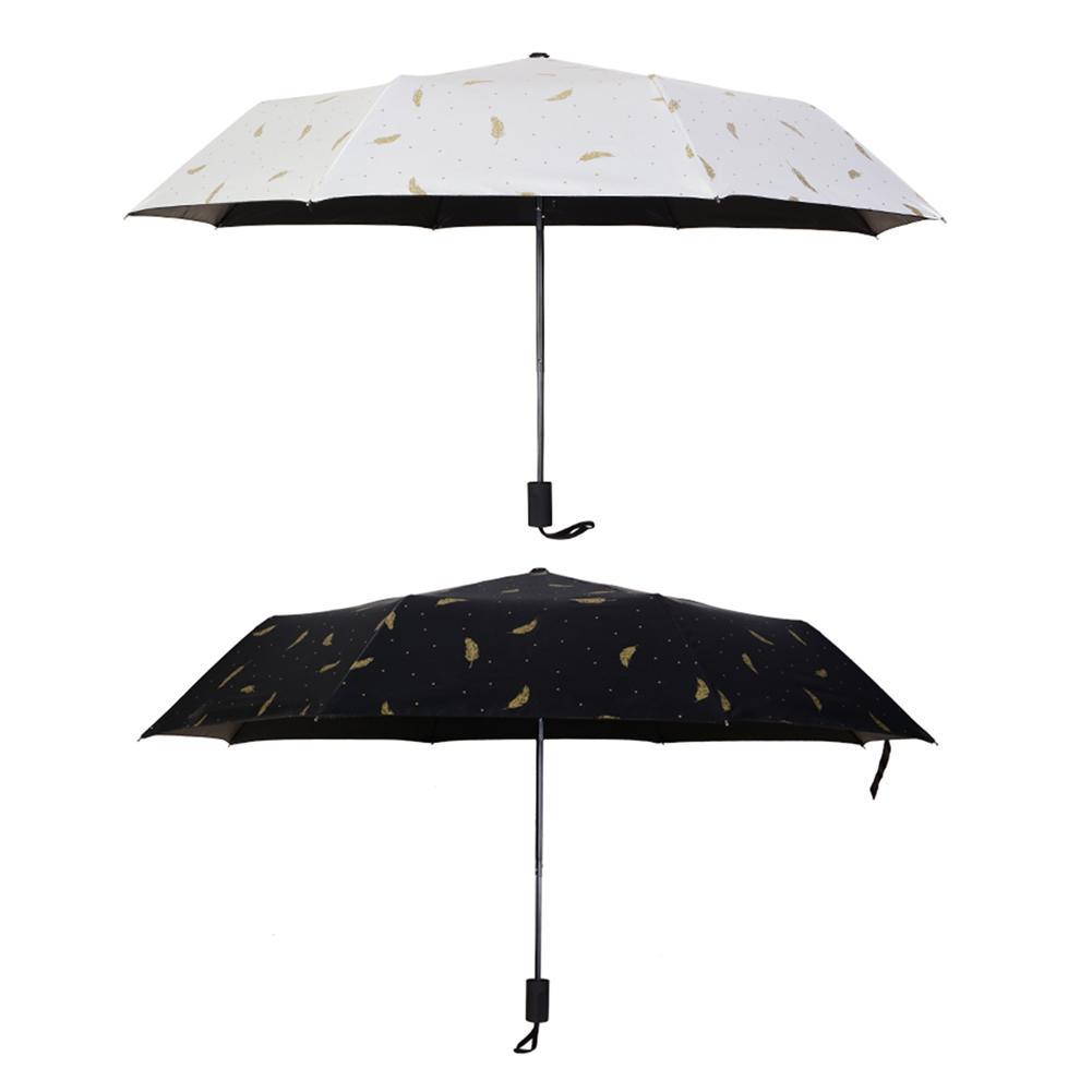 Umbrella Sunshade Sun Protection UV Rain and Rain Dual-use Ultra-Easy Folding Mini 8 Ribs Tri-fold Umbrella Color : A