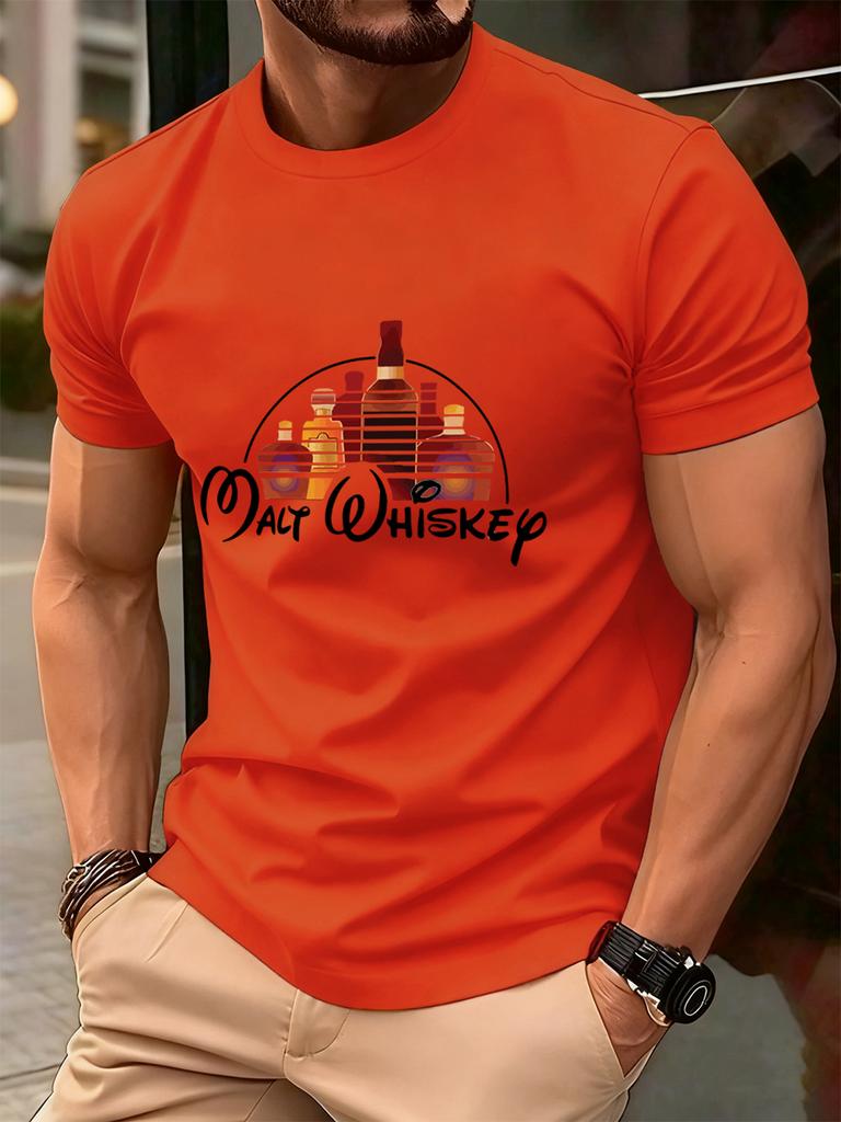 Malt Wiskey Funny Alcool Drunk Prints Men TShirt Cotton Summer Soft Short Sleeve Tops Oversized ONeck T Shirt Casual Clothes