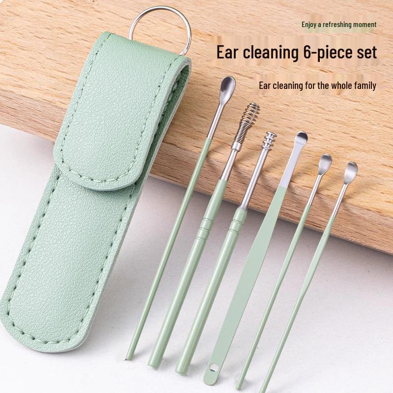 Stainless Steel 6-Piece Ear Cleaning Set for Adults & Children - Spiral Ear Pick Cleaners