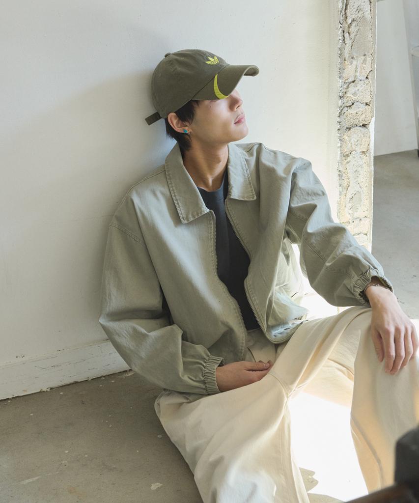 Black Moment Signature Washed Cotton Oversized Blouson [Gray]