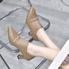 Pointed high heels women's shoes new first-layer cowhide stiletto fashion shoes one shoe two wear deep single shoes