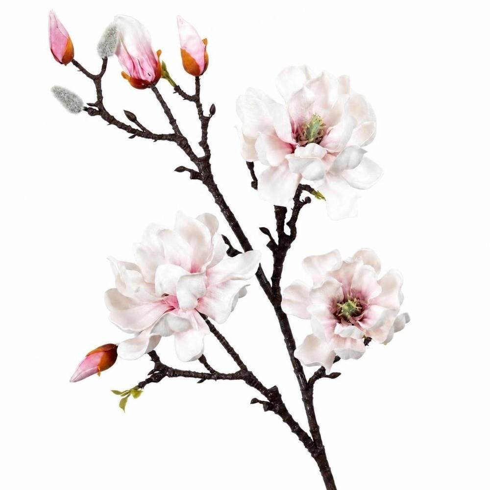 Real Touch Artificial Magnolia Flowers Branch Pink Plastic Fake Flower  Indoor Decoration