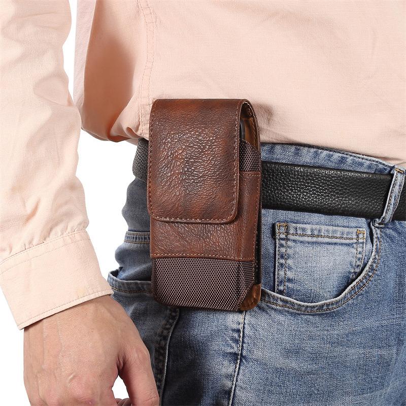 Bolsa de Cintura Masculina de Couro Universal Case com Clipe de Cinto para Celular Para IPhone 15 14 13 12 Pro Max Samsung Galaxy S22 S23 Xiaomi Huawei