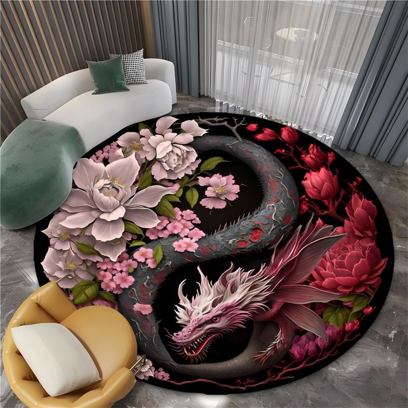 Mysterious Yin-yang Tiger Dragon Rugs Carpet for Living Room Retro Bedroom Large Area Anti-slip Floor Mat Indoor Entry Doormat