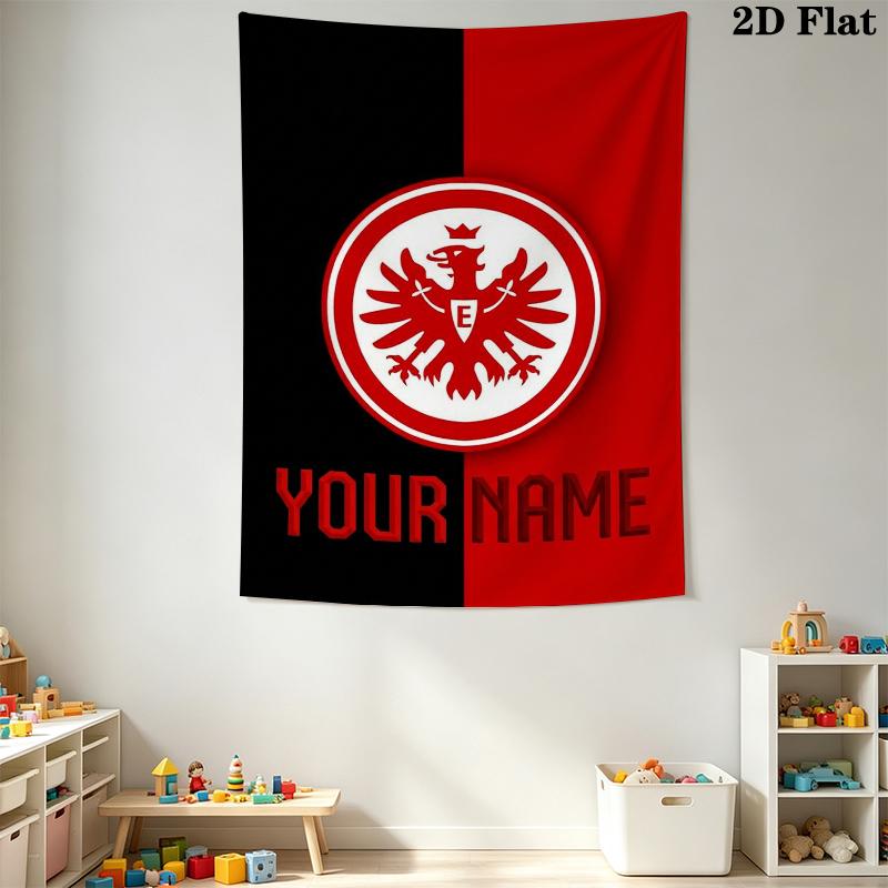 Tapisserie murale Eintracht Frankfurt avec nom personnalisé Accrochage mural esthétique Couverture en tissu imprimé Tapisseries décoratives pour chambre à coucher salon Décoration de maison