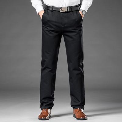 Pantalons décontractés pour hommes de printemps, pantalons amples à jambe droite pour hommes, pantalons pour hommes en coton taille haute, pantalons longs d'affaires