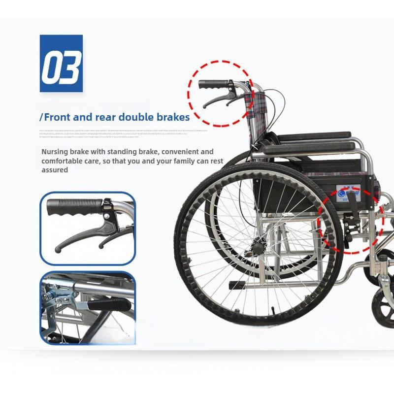 Disabled Manual Mobility Assistance Wheel Chair Lightweight Foldable Wheelchair Portable Old People Hand Push Chair