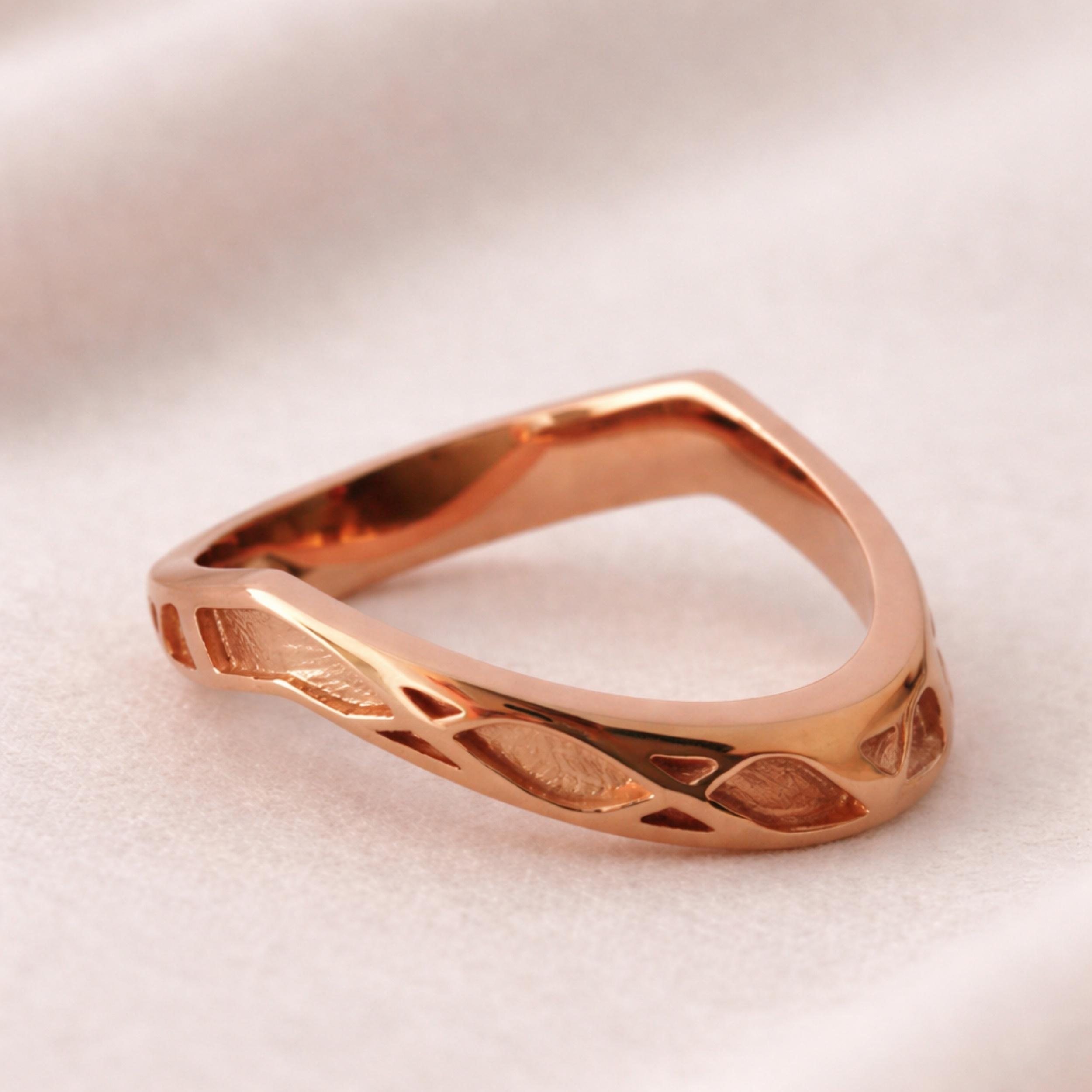 Minimalist Copper Open Band Ring – Geometric Adjustable Stacking Ring, Handmade Modern Boho Jewelry 4 медный