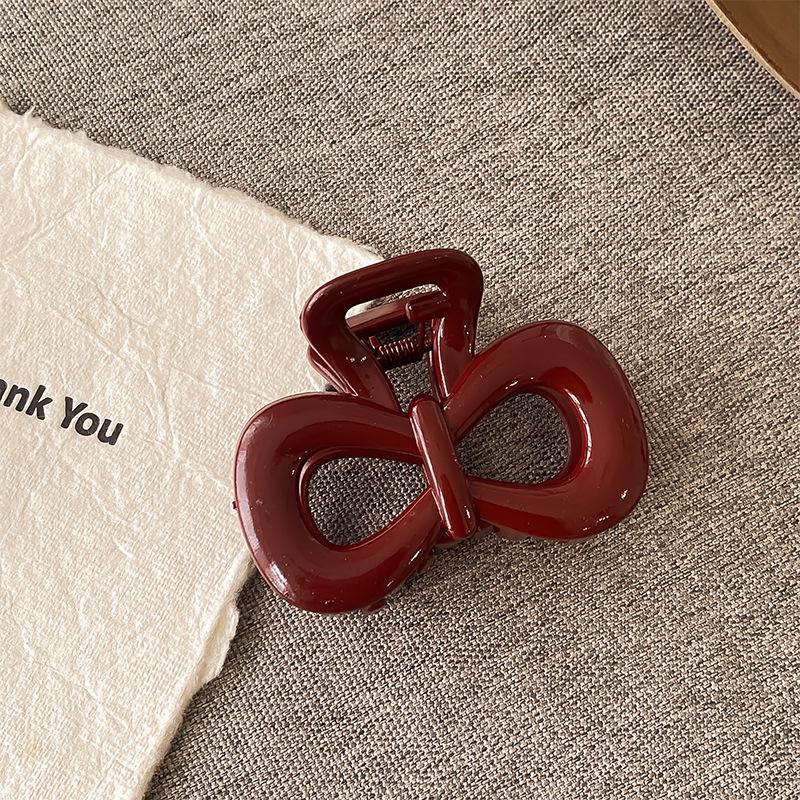 

Angora Red Bow Hair Clip Elegant Temperament Sweet Hair Shark Clips Simple Hair Accessories