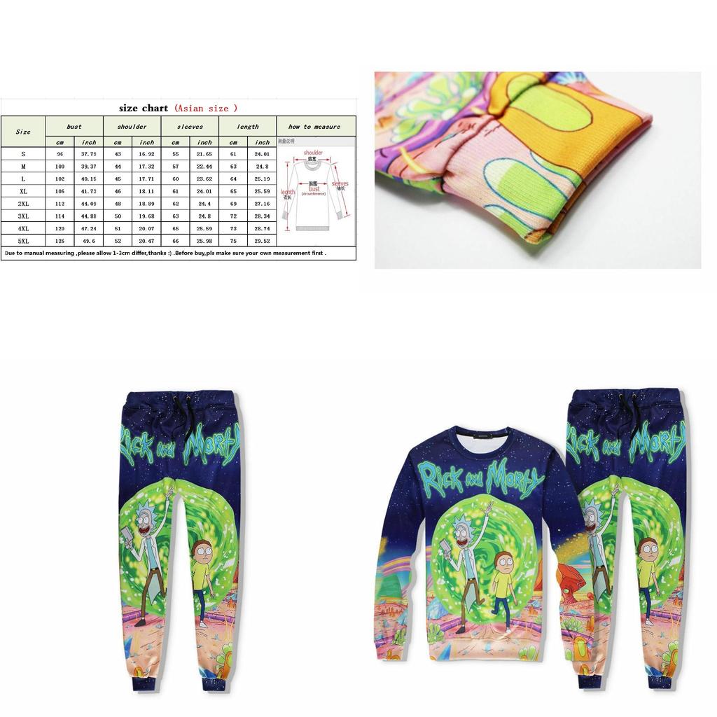 Rick New Fun And Morty Cartoon Galaxy 3d Sweater Hoodie Pants Outfit Tracksuit