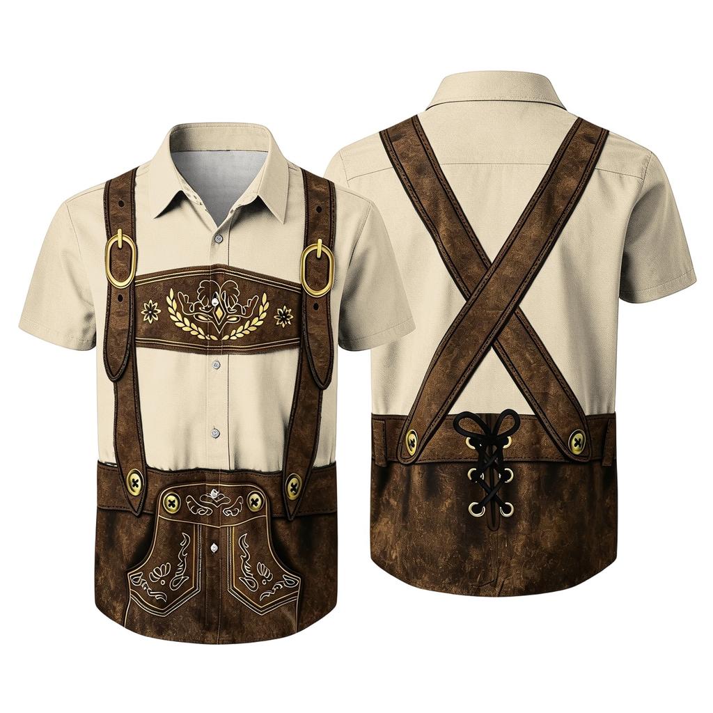 Men's Vintage Print Short Sleeve Cardigan Casual Loose Fit for Party Festival Daily Wear