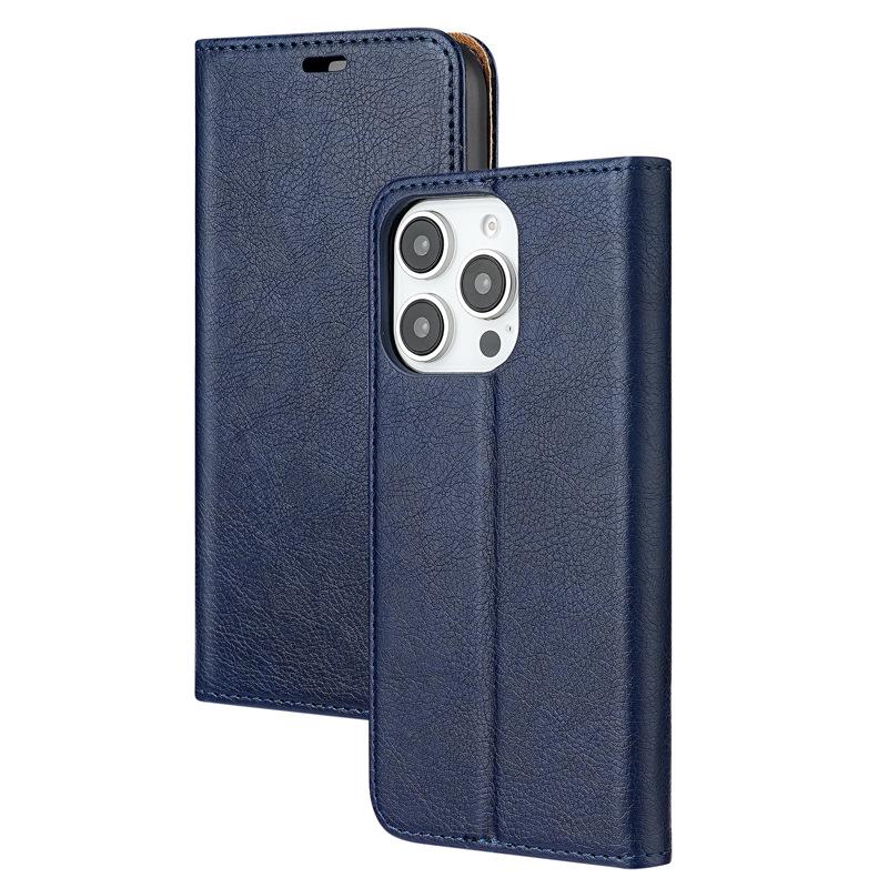 

Совместимый кожаный чехол для iPhone 16E с держателем для карт и откидной крышкой, подходит для Apple 16, 15, 14, XR. 16 Pro Max темно-синий