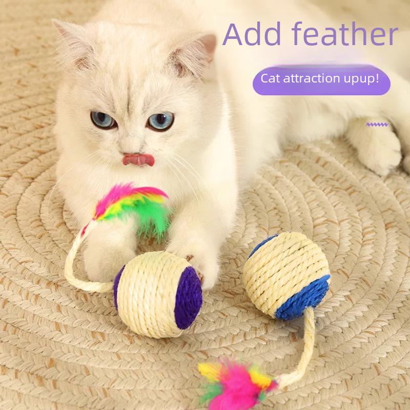 Sisal Ball Cat Teaser & Teeth Grinding Toy Set for Kittens