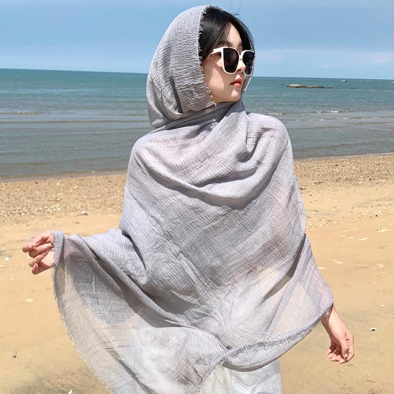 Qinghai Lake Chaka Salt Lake Desert Summer Big Red Tourism Cotton and Line Scarf Women's Sunscreen Shawl Ethnic Style Silk Scarf