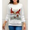 Casual Christmas Party Shirt with Snowman and Penguins Print, Long Sleeve Thin O-Neck