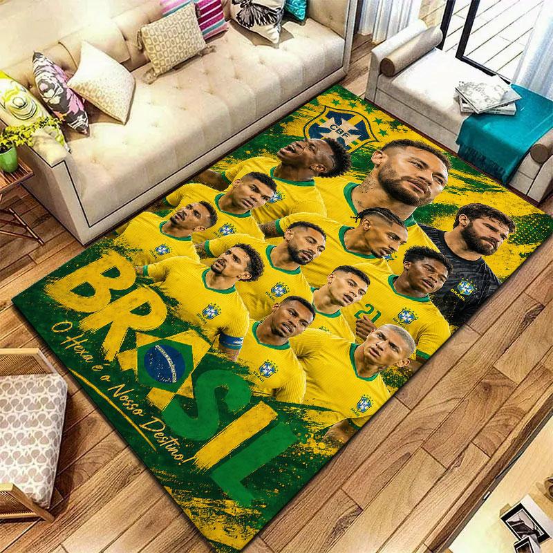 Brazil National Football Team Carpet Rug for Living Room Bedroom Home Sofa Decoration,Kids play Non-slip Floor Mat