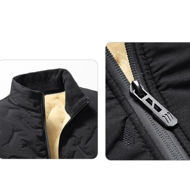 Men's Autumn and Winter Plus Cashmere Cotton-padded Jacket Dad Coat