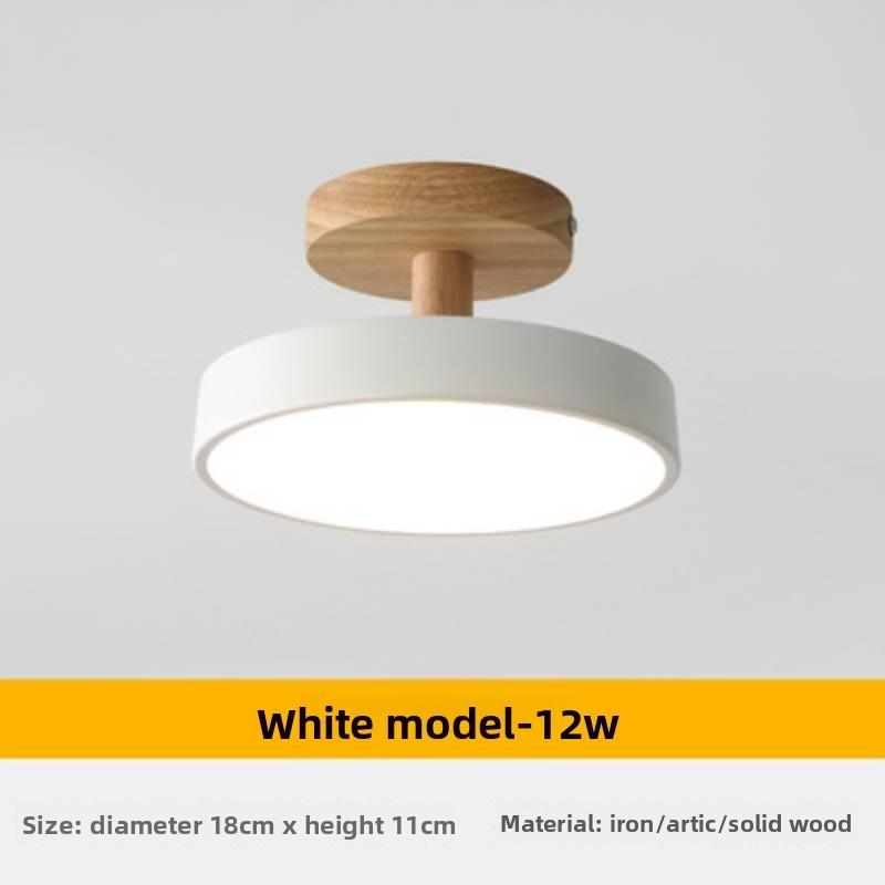 Minimalistische nordische LED-Deckenleuchte mit Holzkörper für die Beleuchtung von Hausfluren