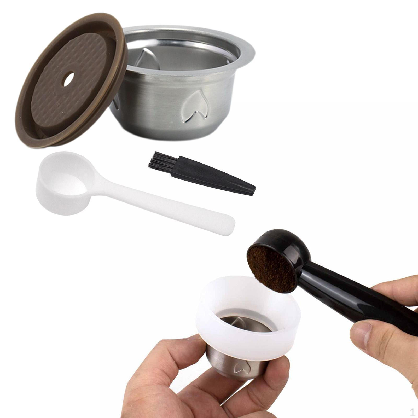 

Coffee Capsule Set Reusable Refillable Cup Stainless Steel Spoon with Lid Easy to Use And 230ml